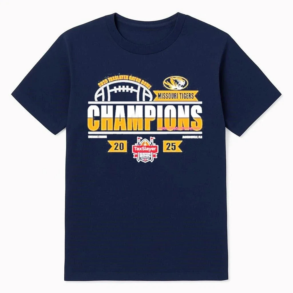2025 Missouri Tigers Taxslayer Gator Bowl Champions - Adult & Kids T-Shirts, Sweatshirts & Hoodies apparel design preview 1