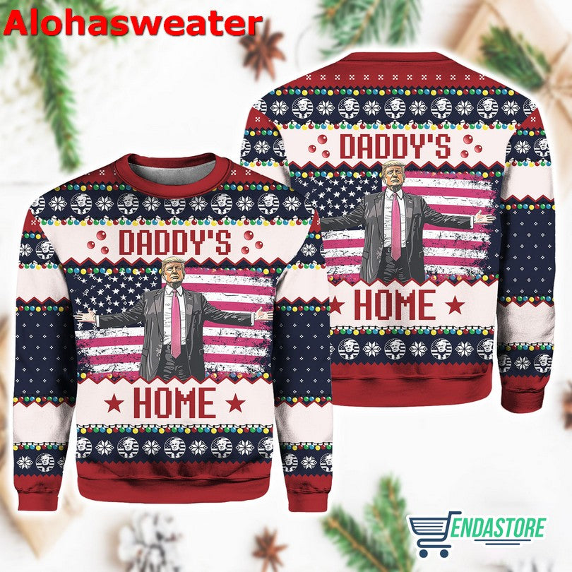 Trump Daddy’s Home Ugly Christmas Sweater - Holiday Gift product image