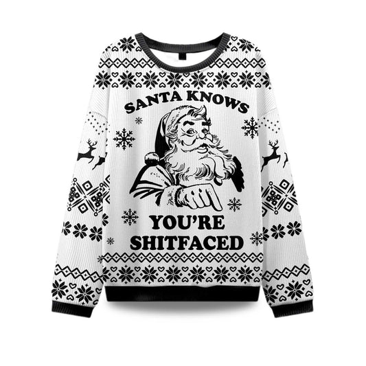 2025Santa Knows You’re Shitfaced Ugly Christmas Sweater - Holiday Gift product image