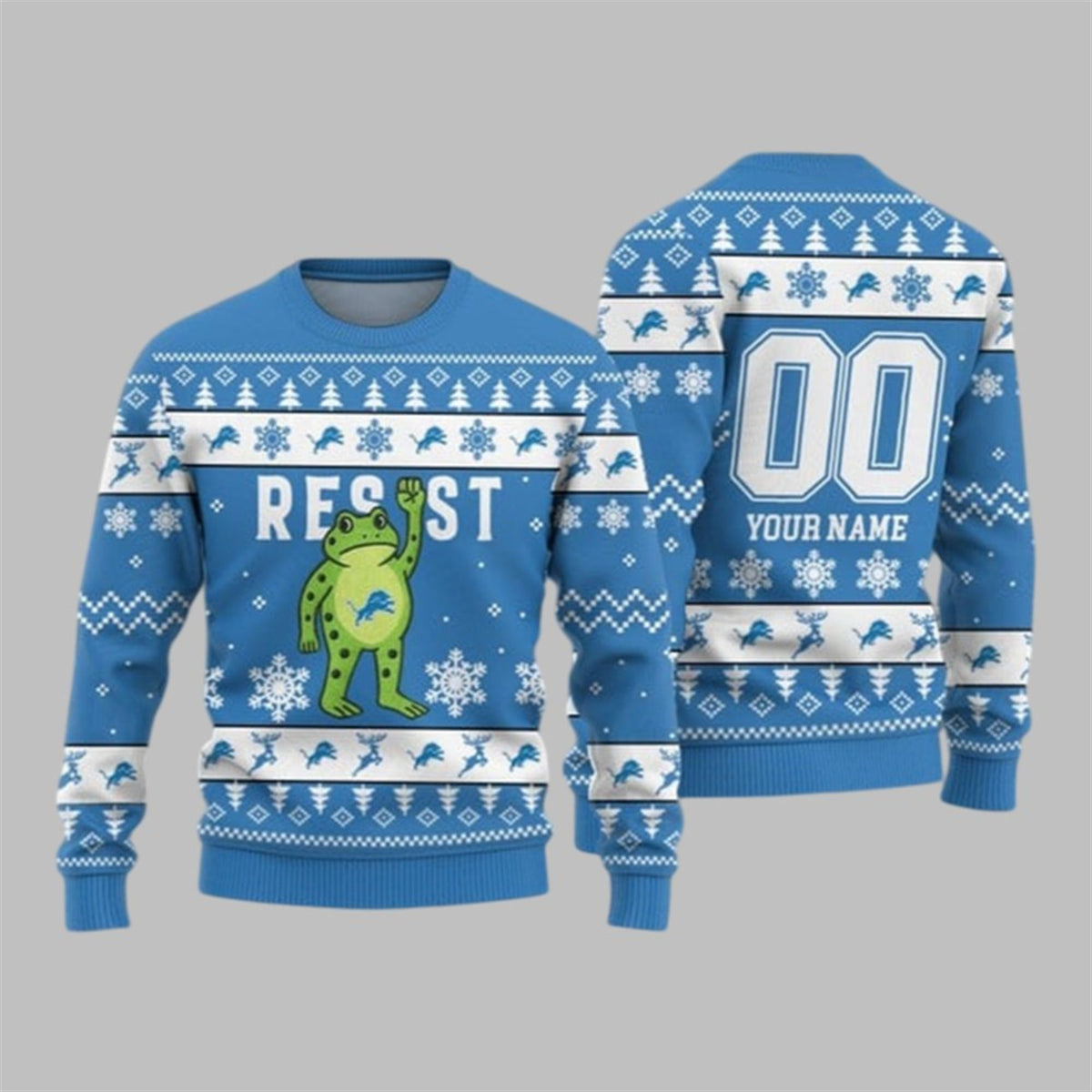 Christmas Lions Portland Frog Resist 3D Ugly Christmas Sweater - Holiday Gift product image