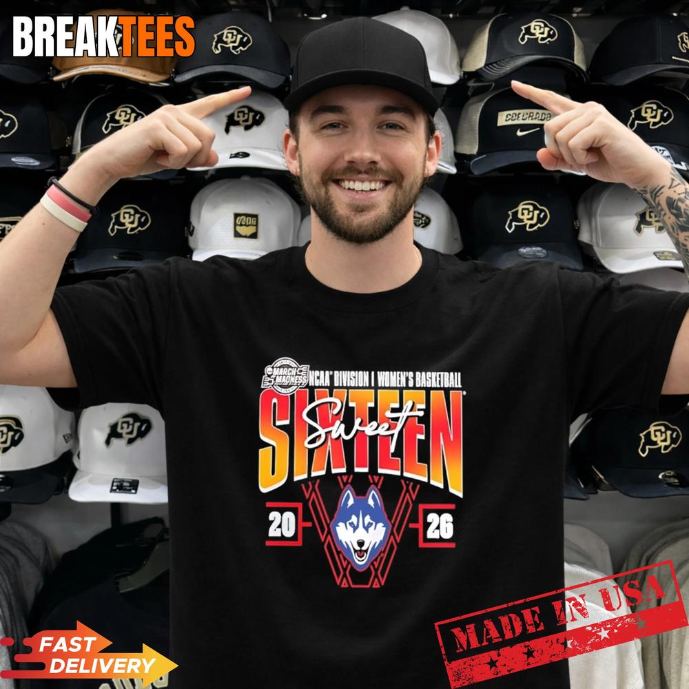 2026 March Madness Sweet 16 UConn Huskies NCAA - Adult & Kids T-Shirts, Sweatshirts & Hoodies apparel design preview 1