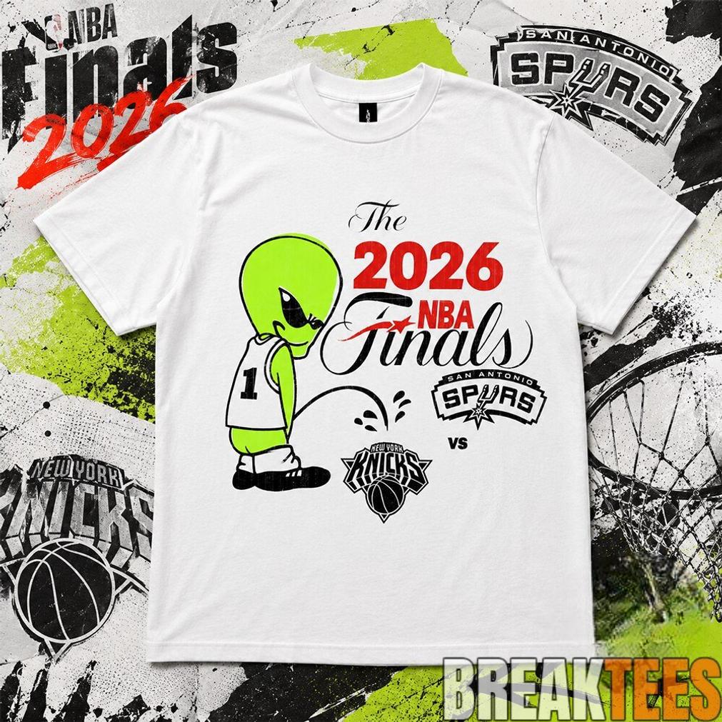 2026 NBA Finals Spurs Wemby Alien Pee On Knicks - Adult & Kids T-Shirts, Sweatshirts & Hoodies apparel design preview 1