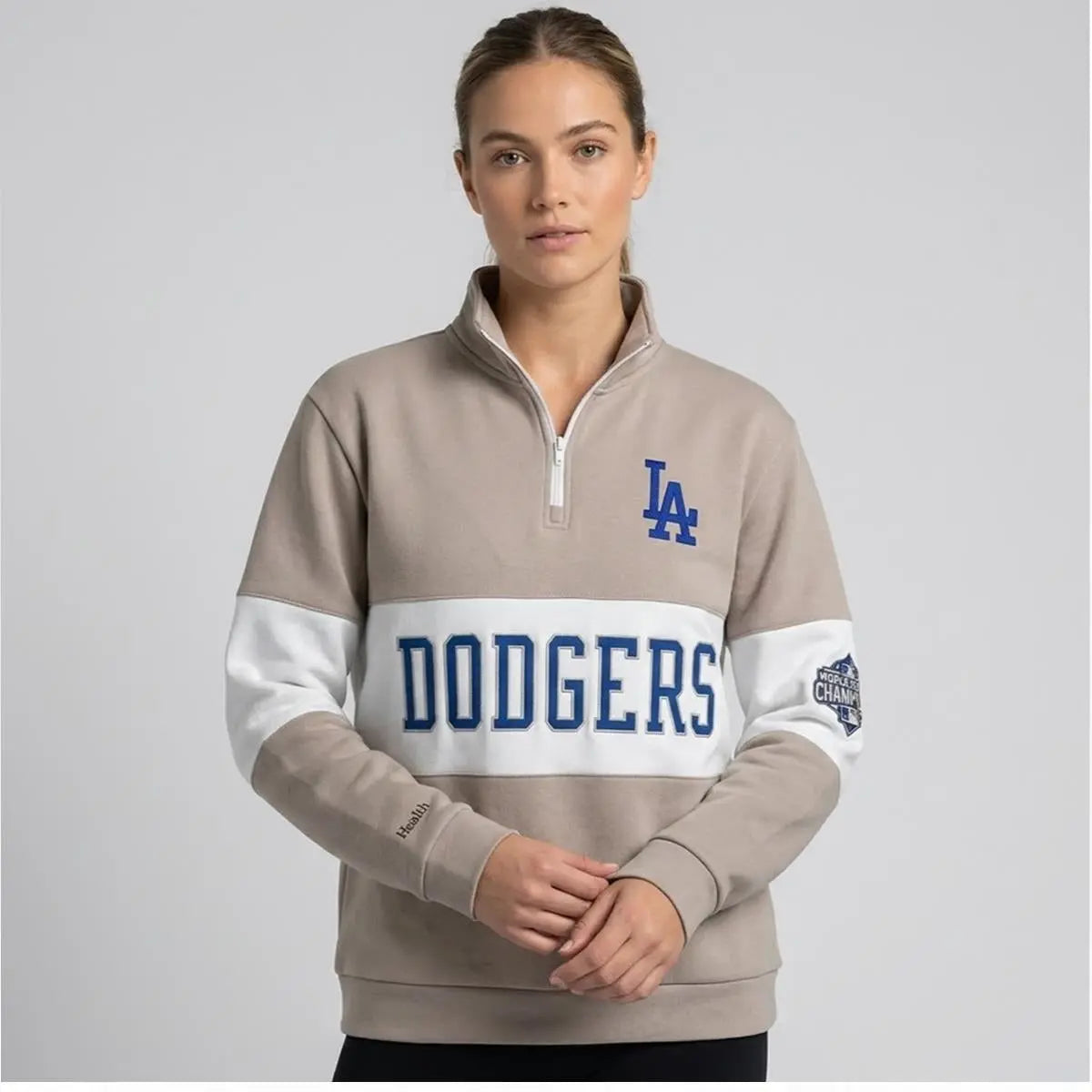 LA Dodgers Women’s Night Quarter Zip Giveaway Graphic Sweater - Gift Idea product image