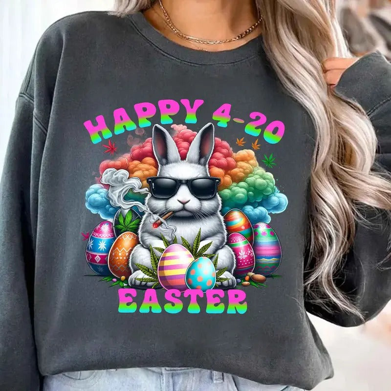 Skip Hunt Smoke Blunt Funny 4 20 2025 Easter Bunny - Adult & Kids T-Shirts, Sweatshirts & Hoodies apparel design preview 1