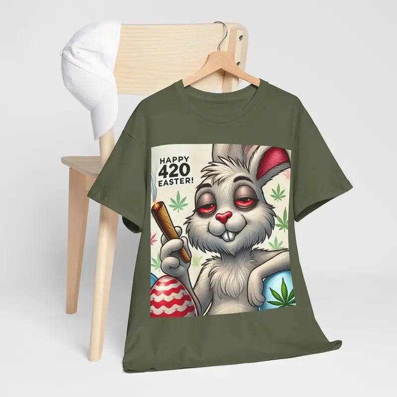Funny 420 Easter Skip Hunt Smoke Blunt Bunny Happy - Adult & Kids T-Shirts, Sweatshirts & Hoodies apparel design preview 1
