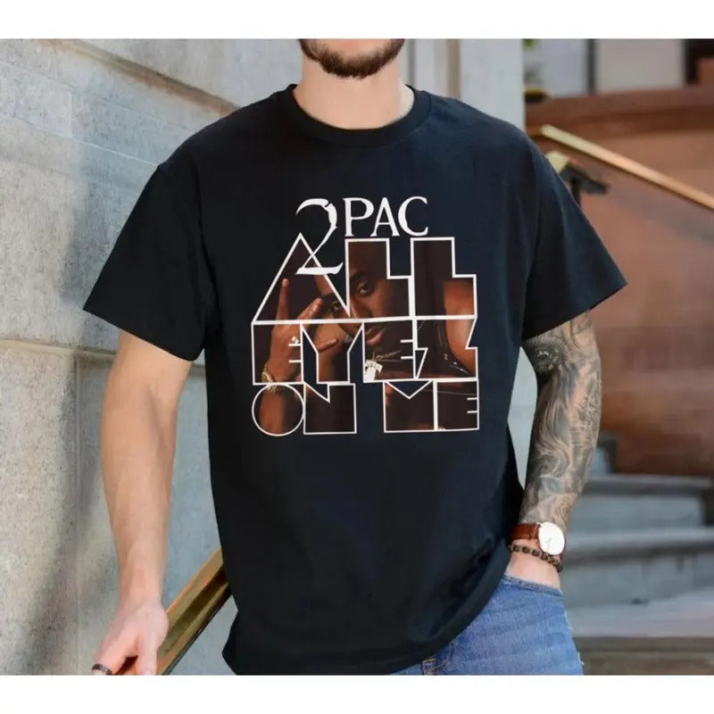 2pac Hip Hop All Eyez Me Album Cover 90s Rap Music - Adult & Kids T-Shirts, Sweatshirts & Hoodies apparel design preview 1