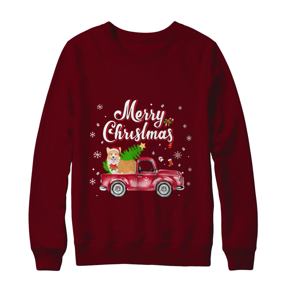 Corgi rides red truck Christmas Sweater - Holiday Gift product image 4