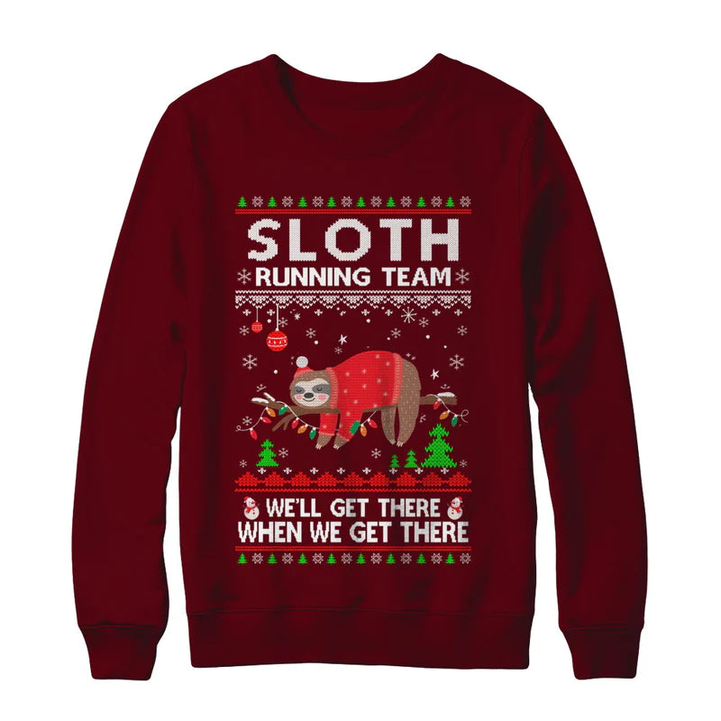 Sloth running team we’ll get there when we get there Christmas Sweater - Holiday Gift product image 4