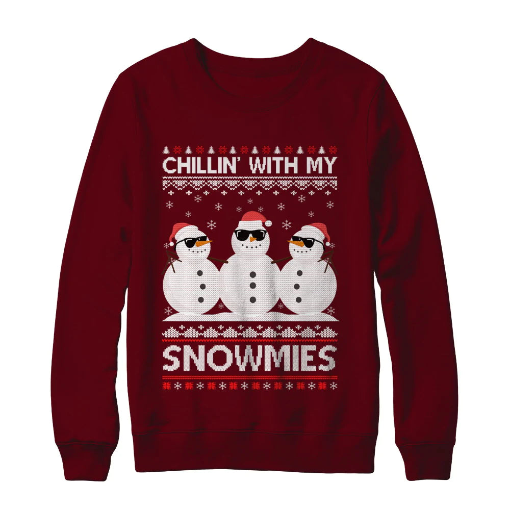 Chillin with my snowmies Ugly Christmas Sweater - Holiday Gift product image 4