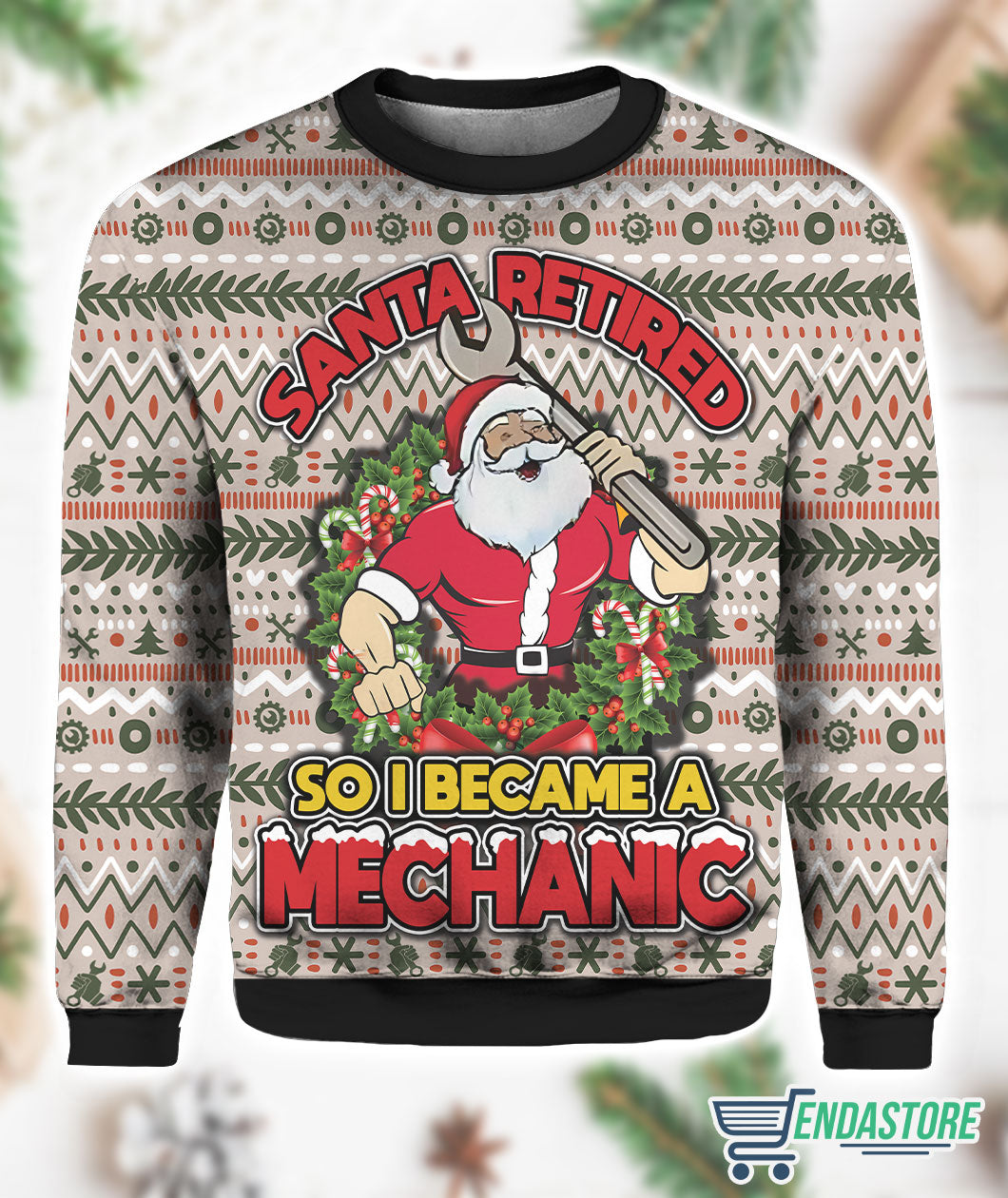 Santa Retired So I Became A Mechanic 3D Ugly Christmas Sweater - Holiday Gift product image 3