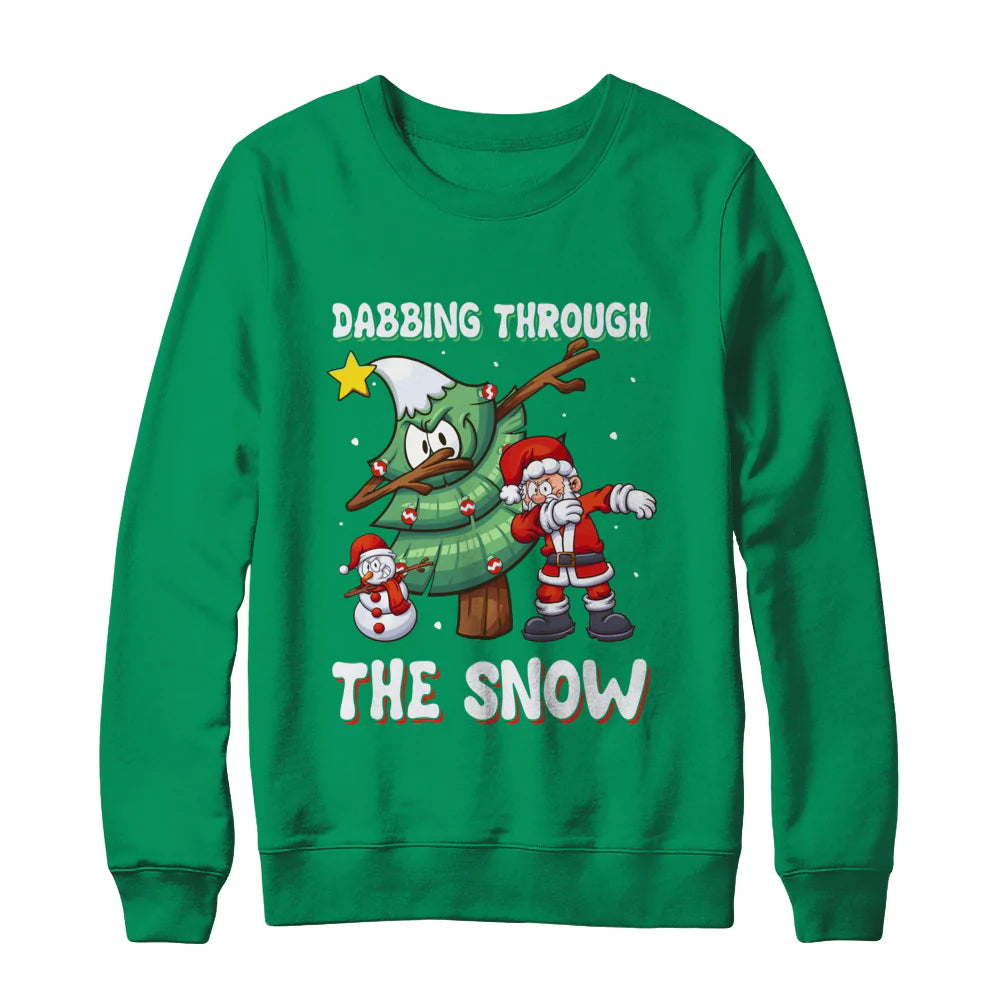 Santa snowman christmas tree dabbing through the snow Christmas Sweater - Holiday Gift product image 4