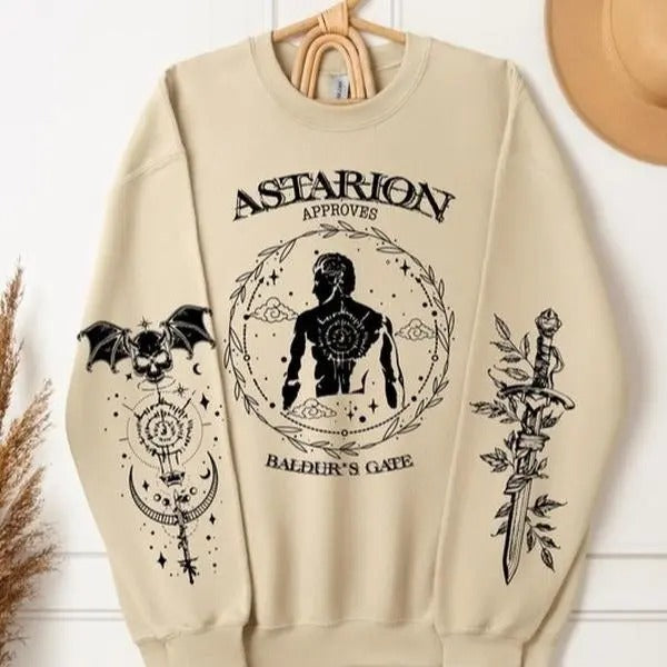 (3 Sides) Baldurs Gate Astarion Gamer Rogue Video - Adult & Kids T-Shirts, Sweatshirts & Hoodies apparel design preview 1