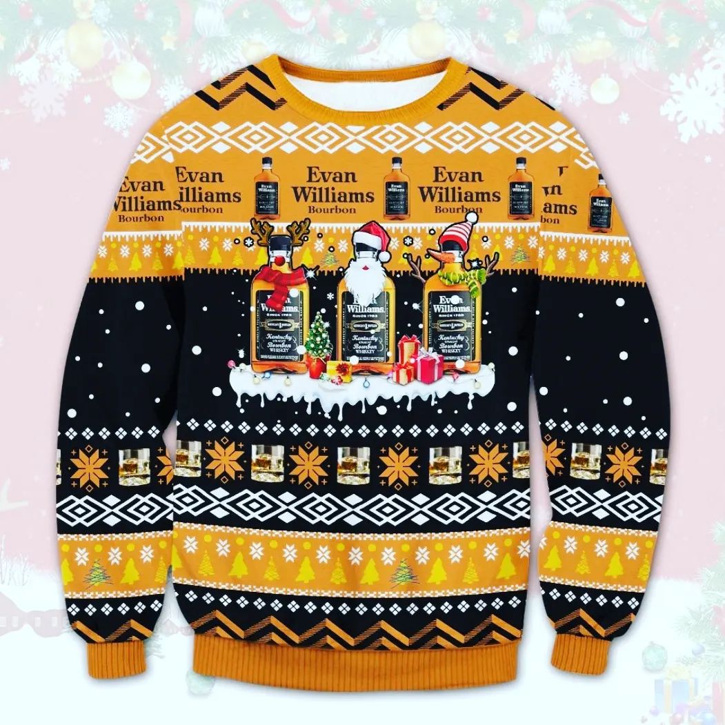 Evan Williams Bourbon 3D Christmas Sweater - Holiday Gift product image