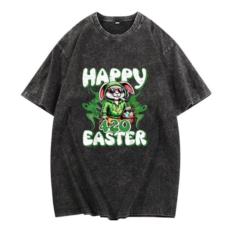 420 Happy Easter Funny Smoking Bunny - Adult & Kids T-Shirts, Sweatshirts & Hoodies apparel design preview 1