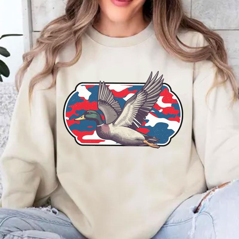 4th July Duck Hunting Red White Blue Camo Call - Adult & Kids T-Shirts, Sweatshirts & Hoodies apparel design preview 1