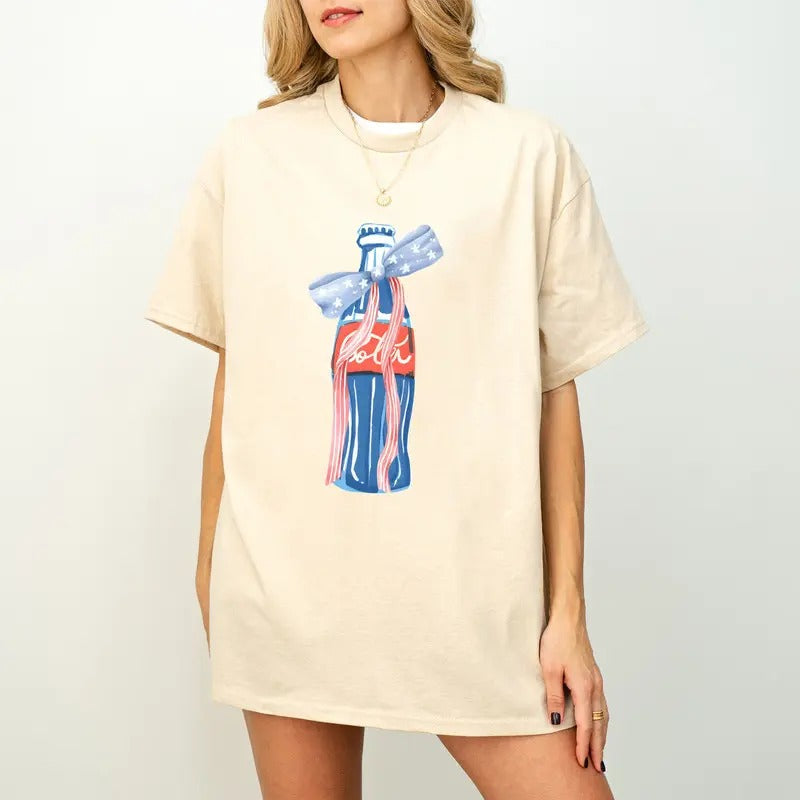 4th July Funny Cola Bow Fan Lover Present Soda - Adult & Kids T-Shirts, Sweatshirts & Hoodies apparel design preview 1
