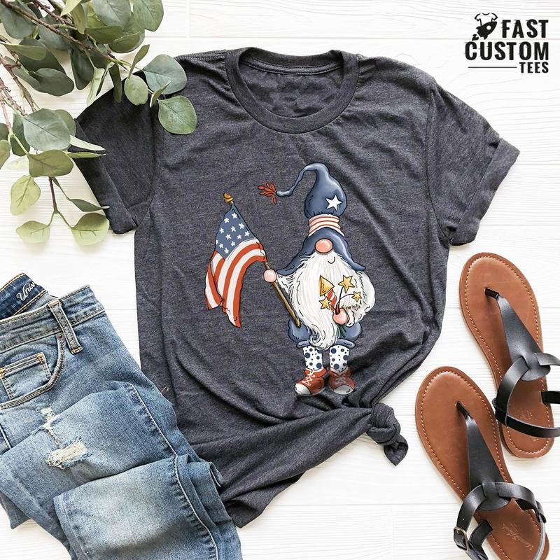 4th July Gnomes American Flag Usa Freedom Gnome - Adult & Kids T-Shirts, Sweatshirts & Hoodies apparel design preview 1