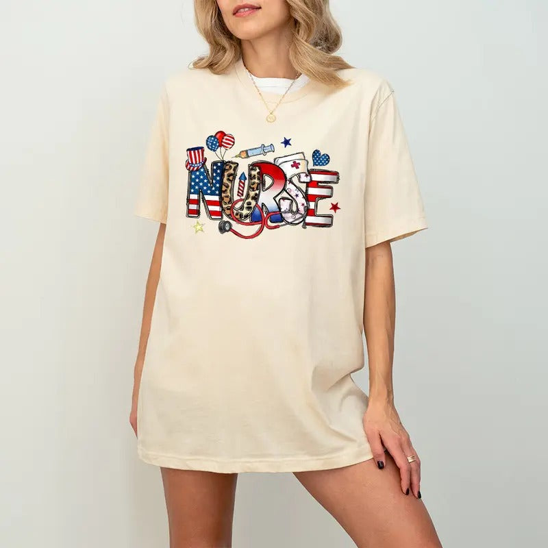 4th July Nurse Patriotic American Registered Freedom - Adult & Kids T-Shirts, Sweatshirts & Hoodies apparel design preview 1