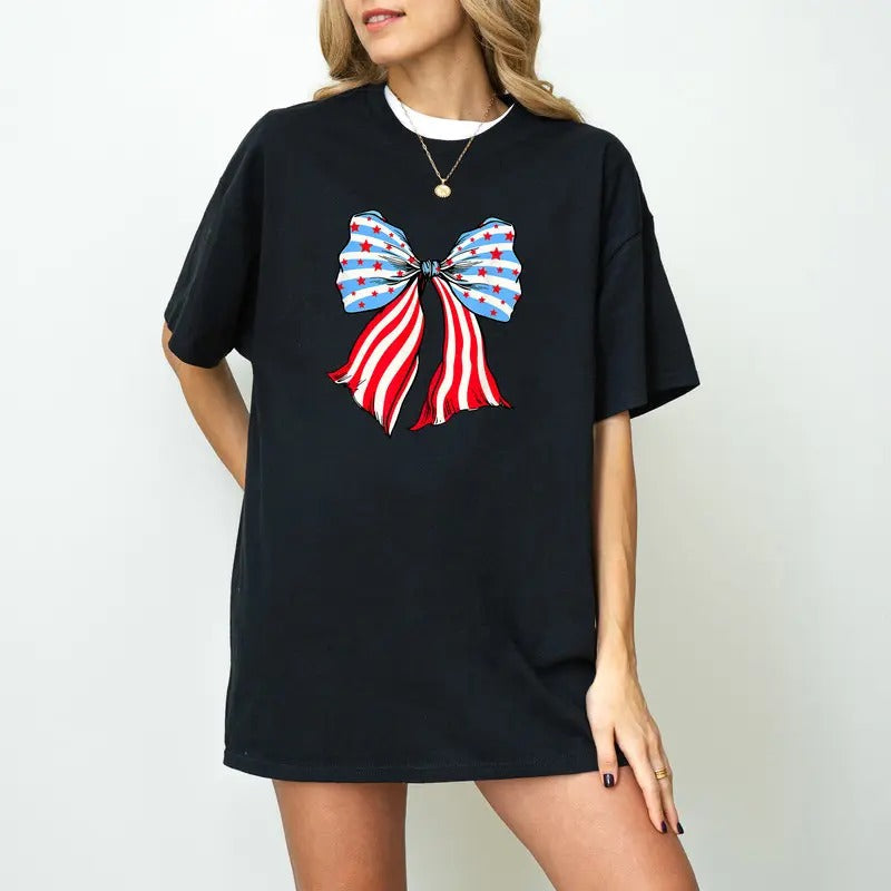 4th July Bow Coquette Patriotic Cute Independence Day - Adult & Kids T-Shirts, Sweatshirts & Hoodies apparel design preview 1