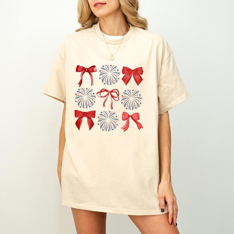 4th July Coquette Bow Cute Independence Day American - Adult & Kids T-Shirts, Sweatshirts & Hoodies apparel design preview 1