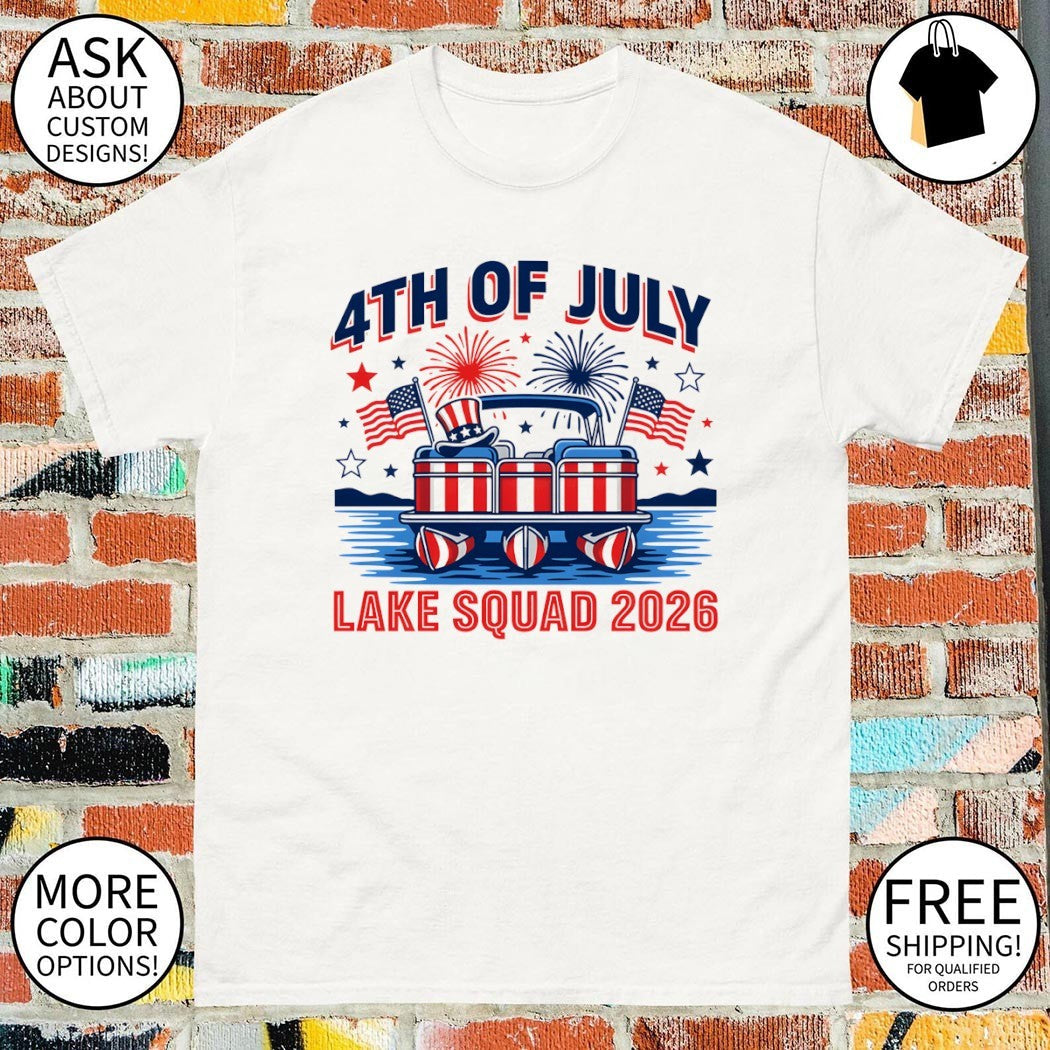 4th of July Lake Squad Patriotic Pontoon Boat - Adult & Kids T-Shirts, Sweatshirts & Hoodies apparel design preview 1