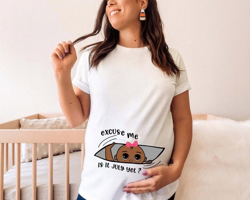 4th July Pregnancy Announcement Red White Due - Adult & Kids T-Shirts, Sweatshirts & Hoodies apparel design preview 1