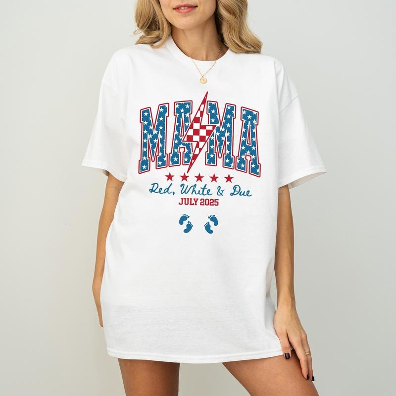 4th July Pregnancy Announcement Twin American Mama - Adult & Kids T-Shirts, Sweatshirts & Hoodies apparel design preview 1