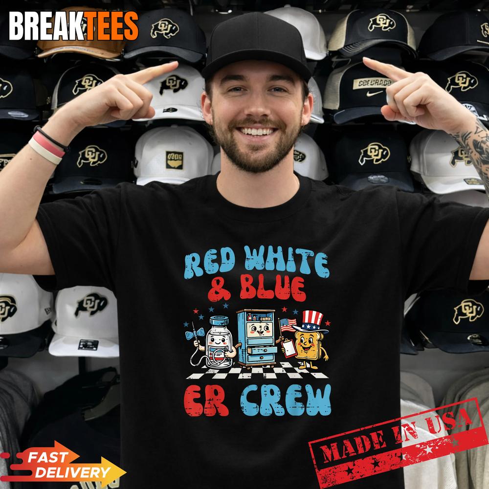 4th of July Red White Blue ER Crew - Adult & Kids T-Shirts, Sweatshirts & Hoodies apparel design preview 1