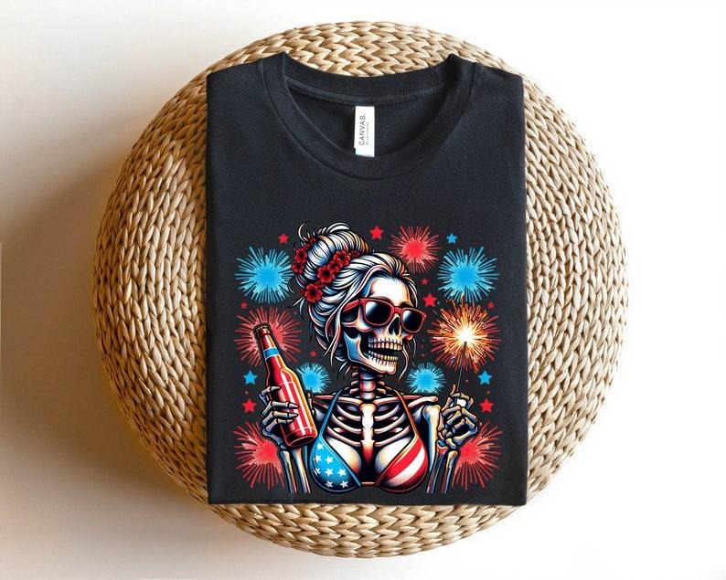 4th July Skull Freedom - Adult & Kids T-Shirts, Sweatshirts & Hoodies apparel design preview 1
