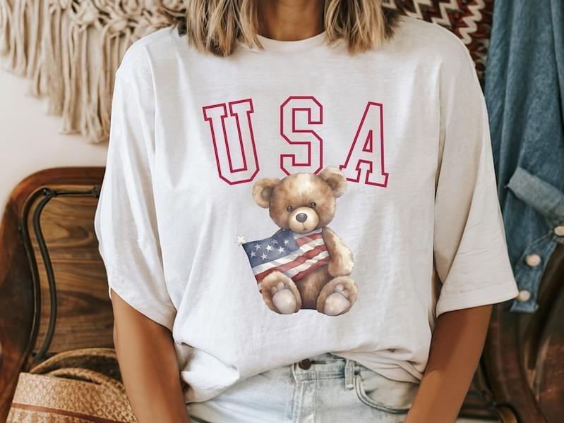 4th July USA Bear - Adult & Kids T-Shirts, Sweatshirts & Hoodies apparel design preview 1