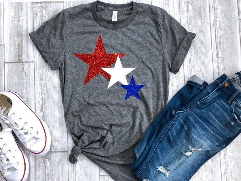 4th July Star Glitter - Adult & Kids T-Shirts, Sweatshirts & Hoodies apparel design preview 1
