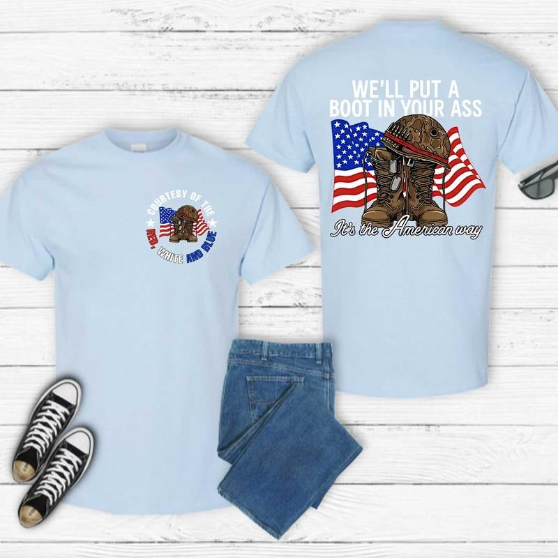 4th July Toby Keith American Ride Courtesy Red White - Adult & Kids T-Shirts, Sweatshirts & Hoodies apparel design preview 1