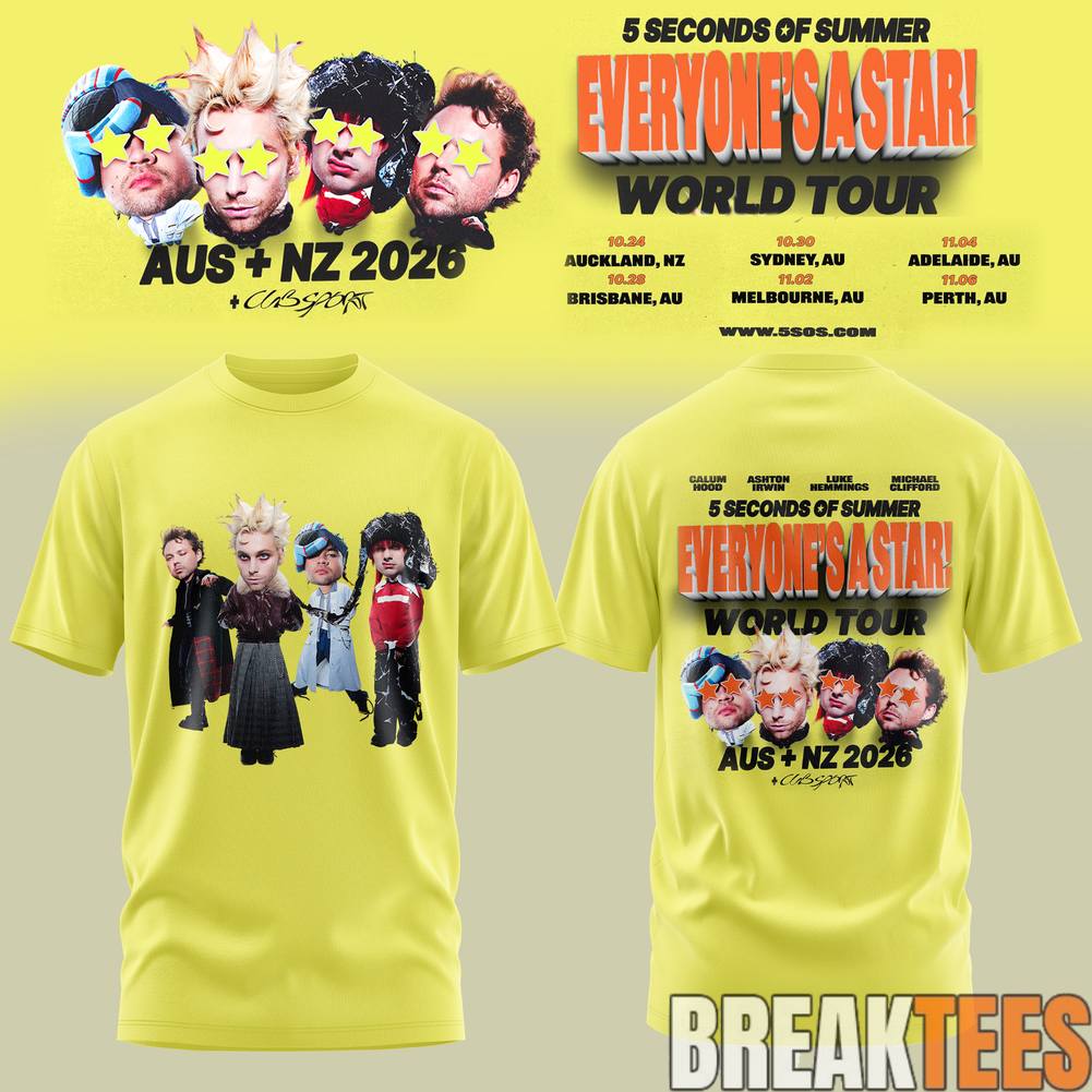 5 Seconds of Summer Everyone's A Star! World Tour - Adult & Kids T-Shirts, Sweatshirts & Hoodies apparel design preview 1