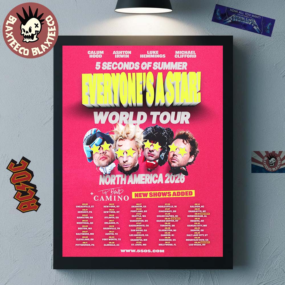 5 Seconds of Summer Everyone's A Star World Tour - Adult & Kids T-Shirts, Sweatshirts & Hoodies apparel design preview 1