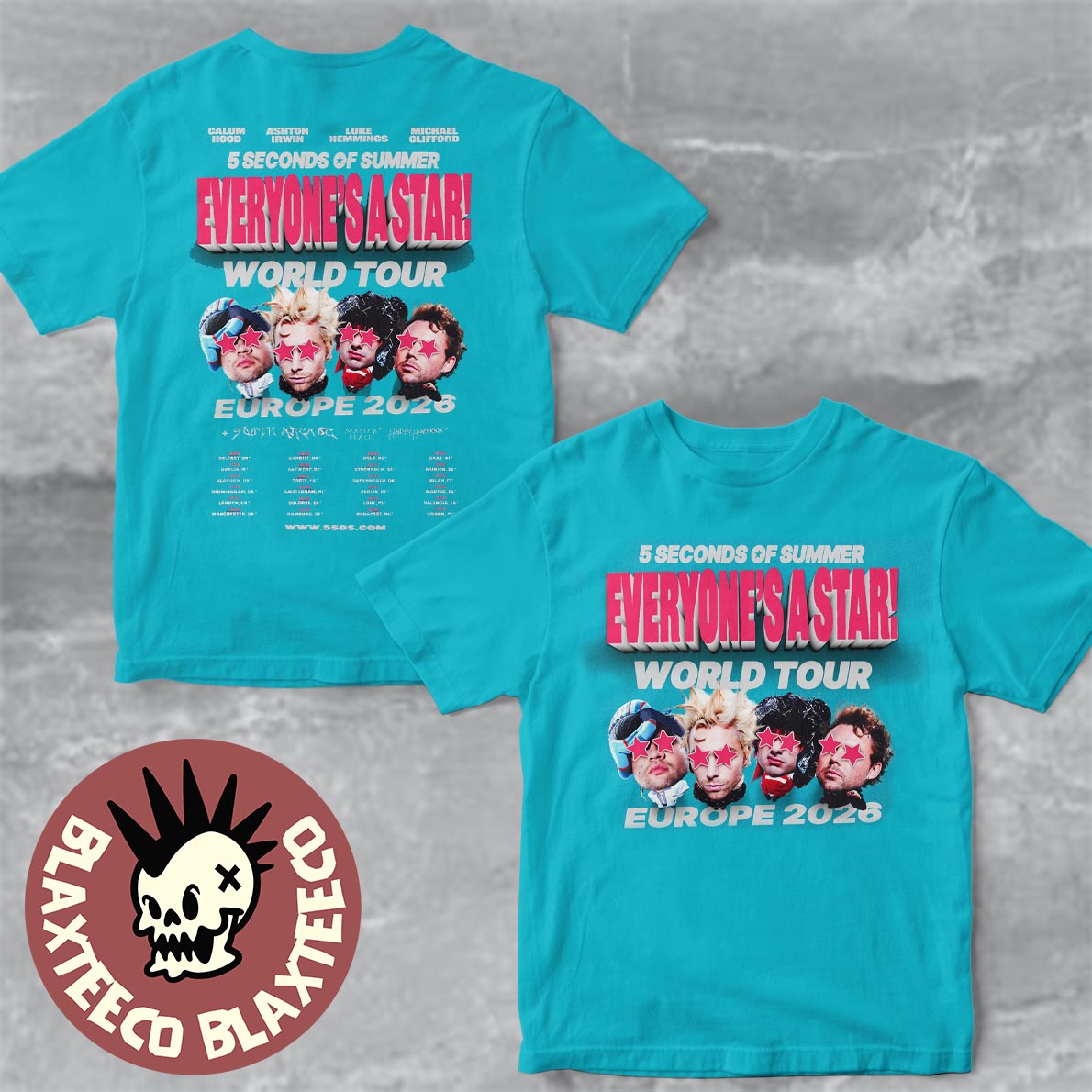 5 Seconds of Summer Everyone's A Star World Tour UK - Adult & Kids T-Shirts, Sweatshirts & Hoodies apparel design preview 1