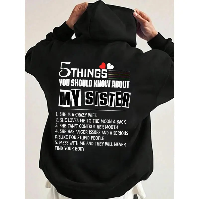 5 Things You Should Know About My Sister Funny Casual - Adult & Kids T-Shirts, Sweatshirts & Hoodies apparel design preview 1