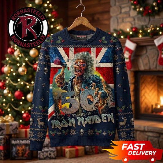 50 Years Of Iron Maiden Christmas Gift Holiday Iron Maiden Ugly Christmas Sweater - Holiday Gift product image