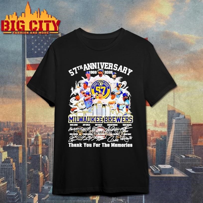 57th Anniversary Milwaukee Brewers 1969 2026 Team - Adult & Kids T-Shirts, Sweatshirts & Hoodies apparel design preview 1