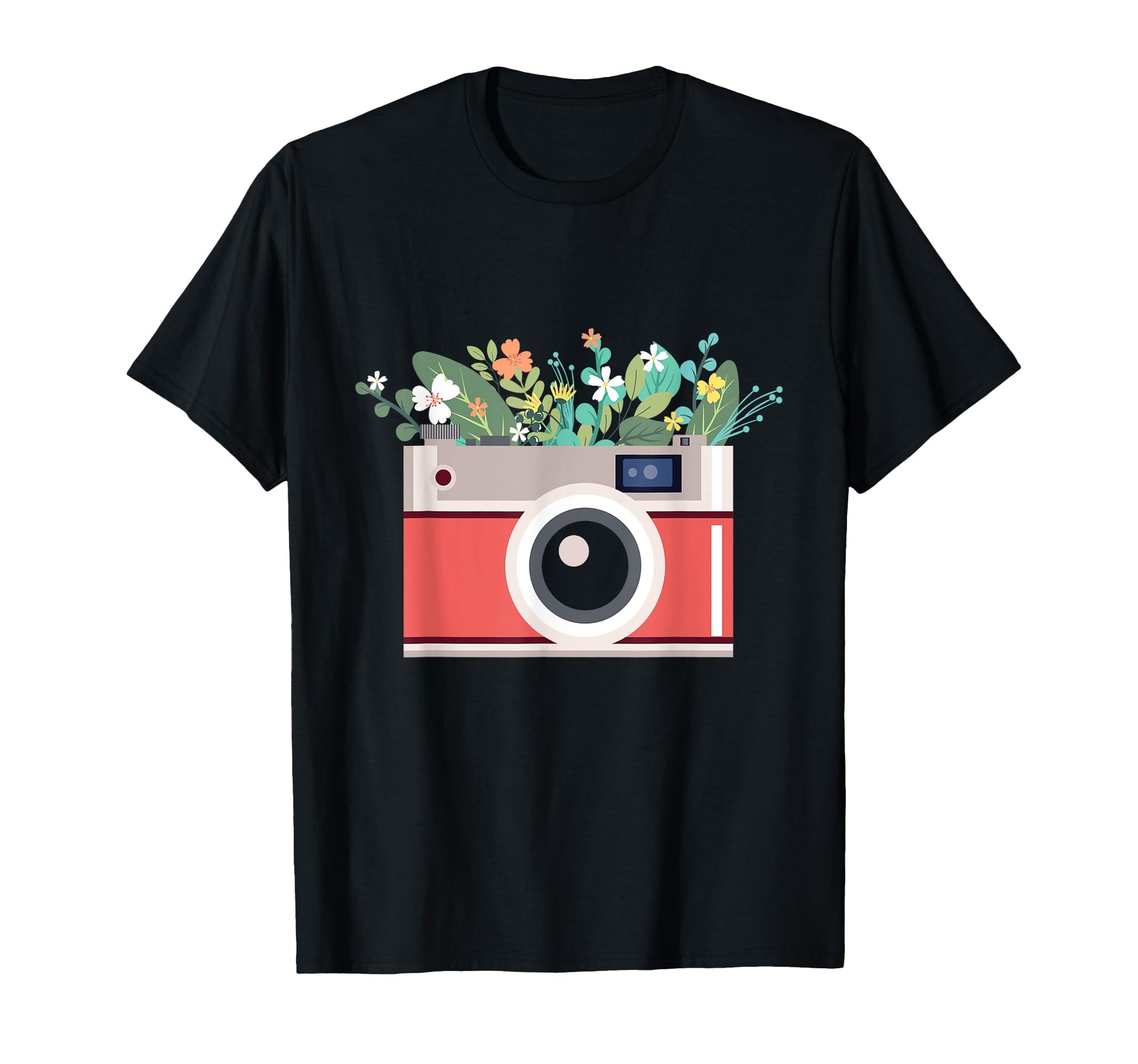 Camera Photography Photo Flowers T-Shirt - Custom Art Print Men Women - T-Shirt, Sweatshirt, Hoodie