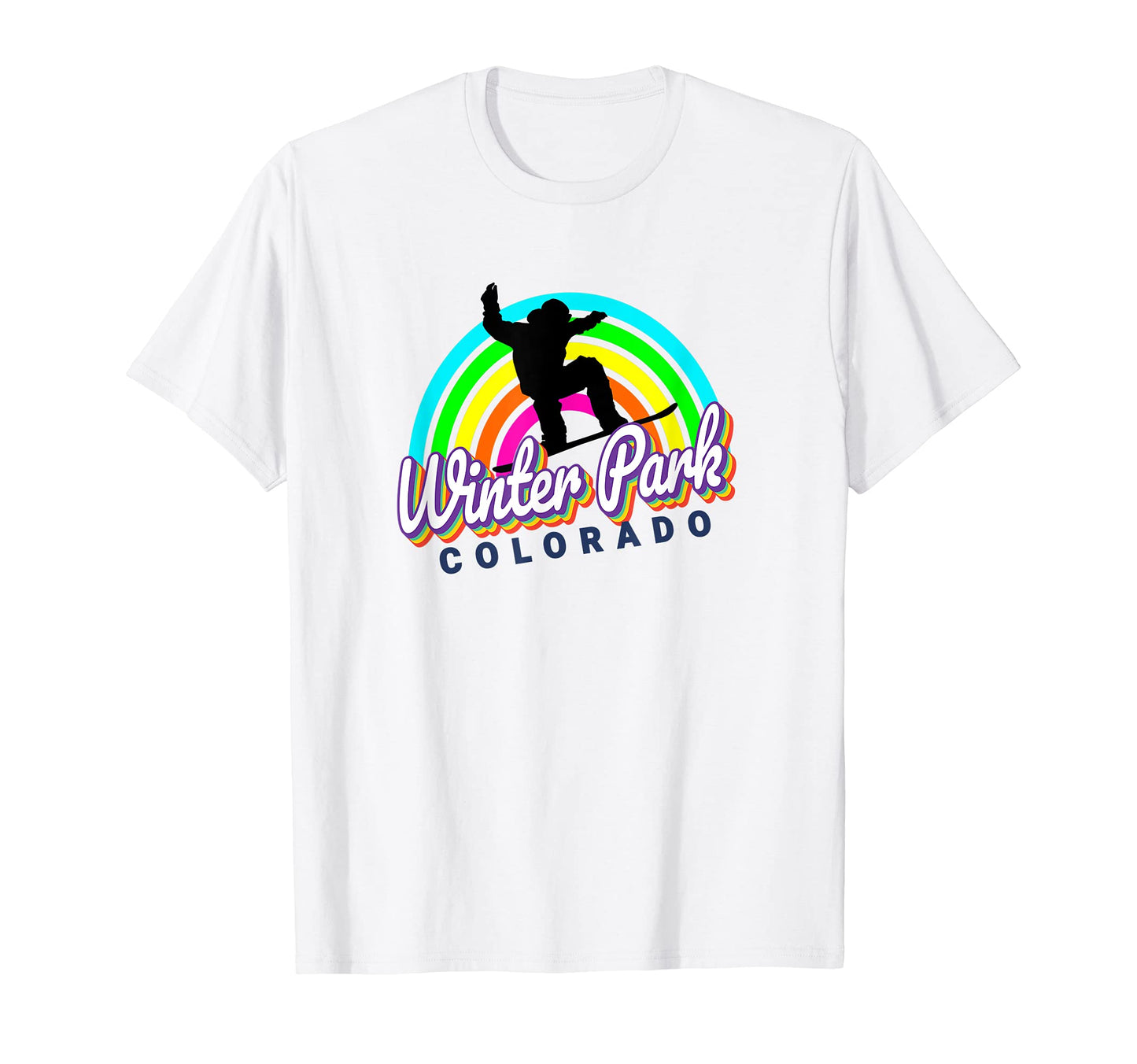 Winter Park 80S Rainbow Snowboarder T-Shirt - Streetwear Style for Adults - T-Shirt, Sweatshirt, Hoodie