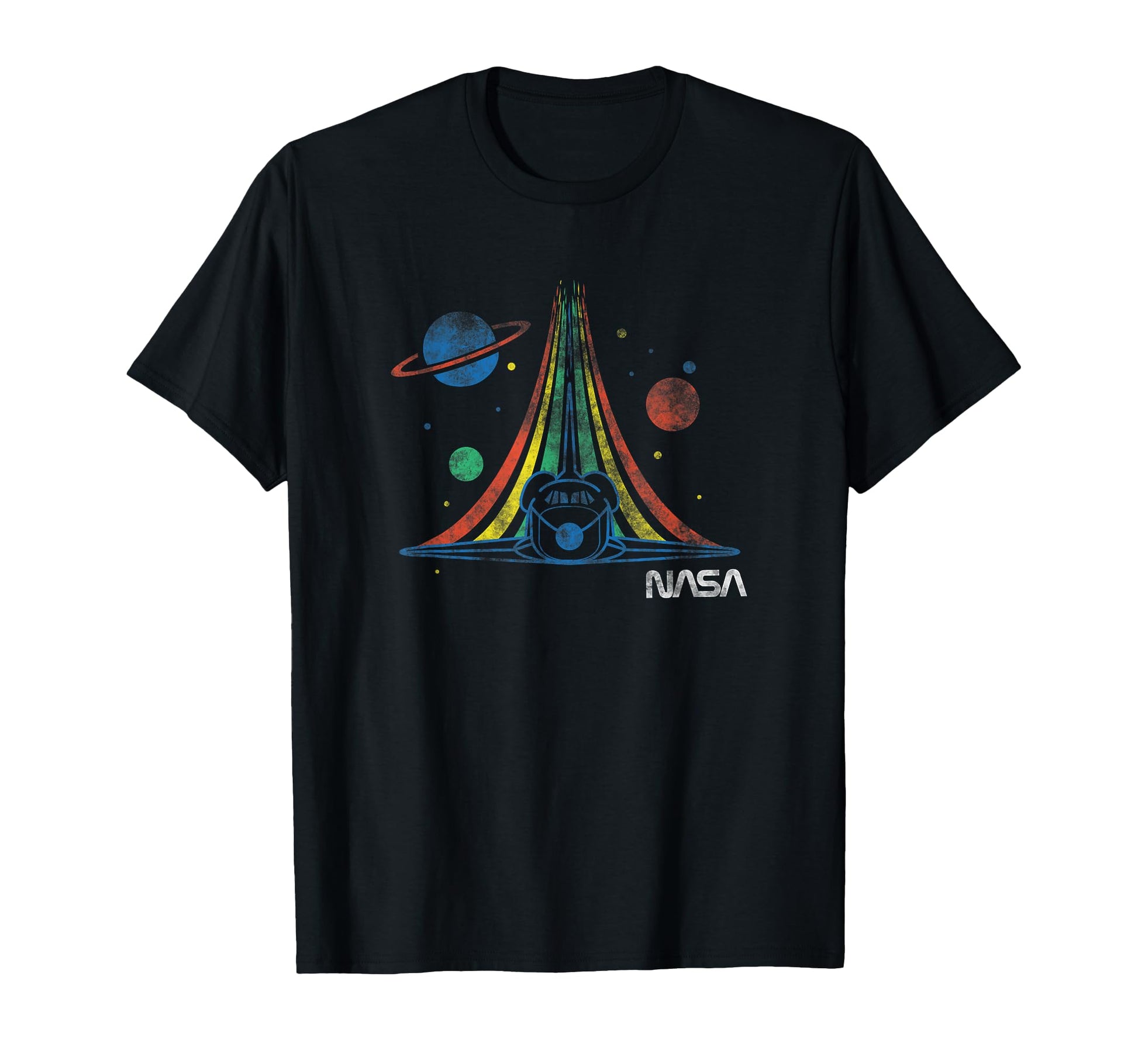 Nasa Space Shuttle Rainbow Stars Badge T-Shirt - Trendy Graphic Unisex - T-Shirt, Sweatshirt, Hoodie
