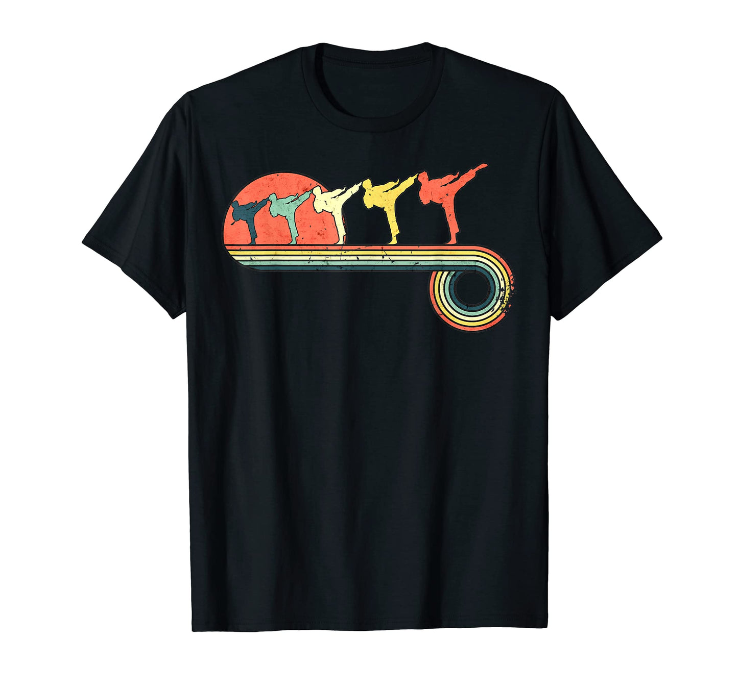 Karate Kick Sunset Rainbow T-Shirt - Minimalist Print Men Women - T-Shirt, Sweatshirt, Hoodie