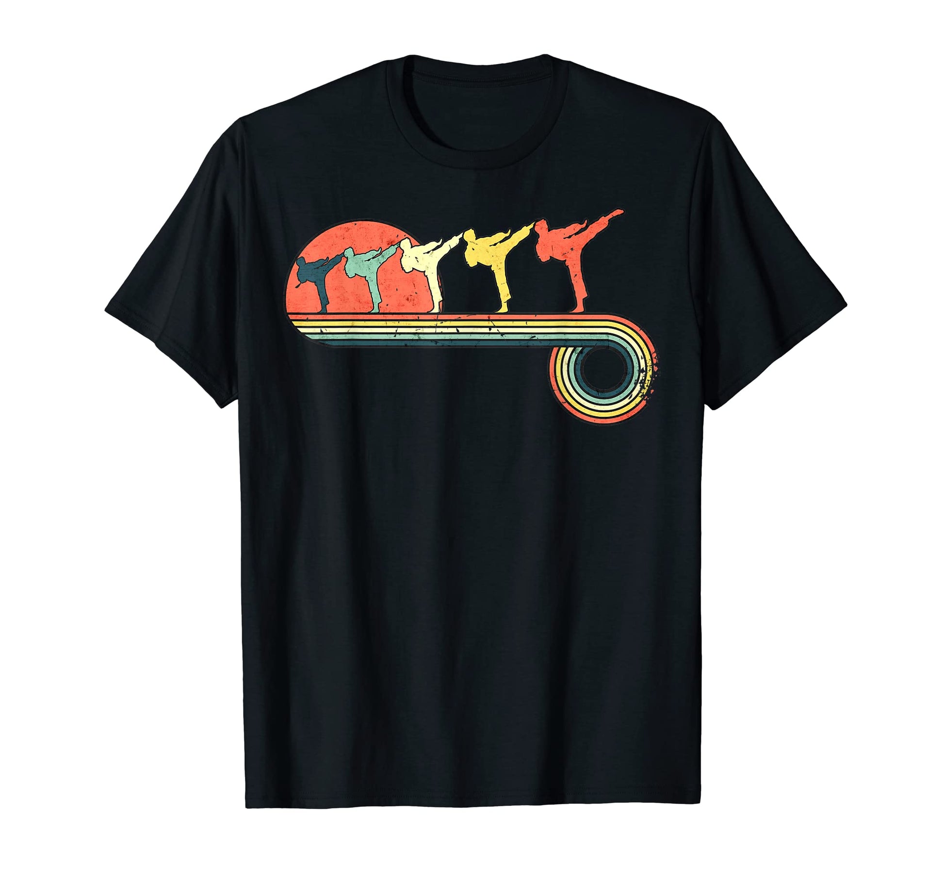 Karate Kick Sunset Rainbow T-Shirt - Minimalist Print Men Women - T-Shirt, Sweatshirt, Hoodie