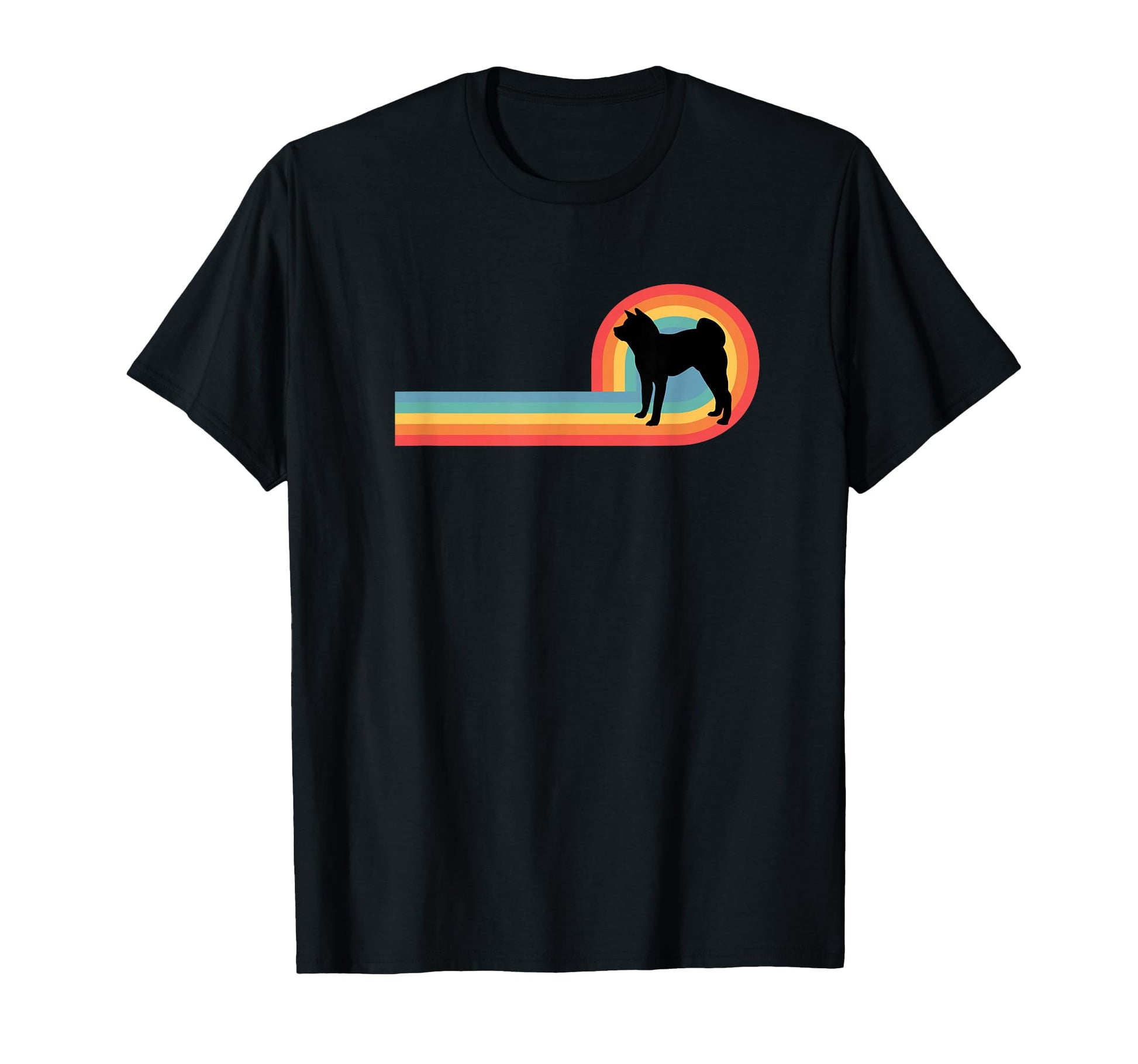 Akita 70S Rainbow Dog Pet Owner Dog T-Shirt - Minimalist Print for Adults - T-Shirt, Sweatshirt, Hoodie
