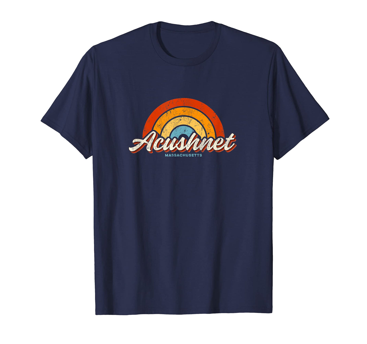 Acushnet Massachusetts Ma Rainbow 70S T-Shirt - Trendy Graphic Men Women - T-Shirt, Sweatshirt, Hoodie