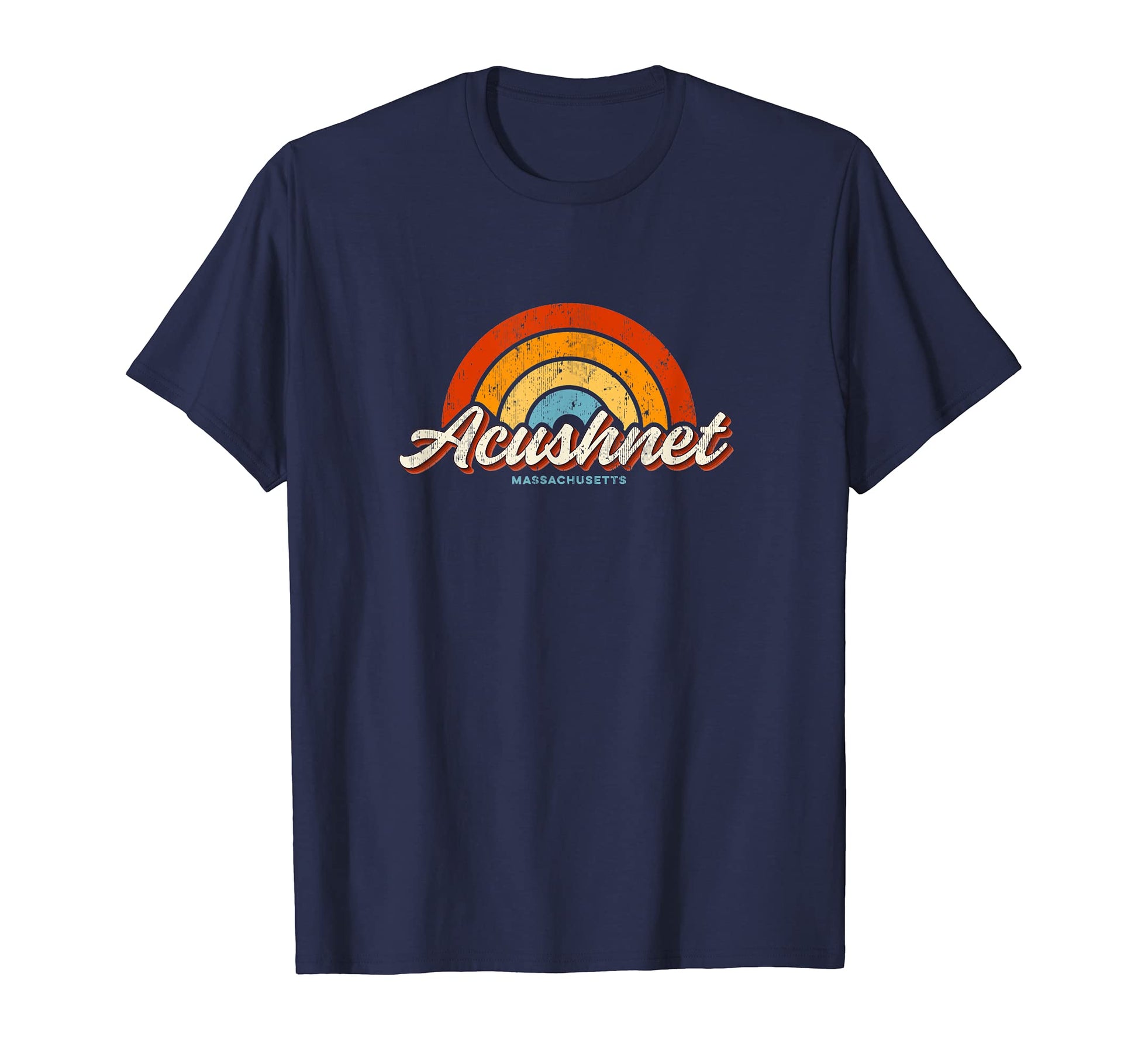 Acushnet Massachusetts Ma Rainbow 70S T-Shirt - Trendy Graphic Men Women - T-Shirt, Sweatshirt, Hoodie