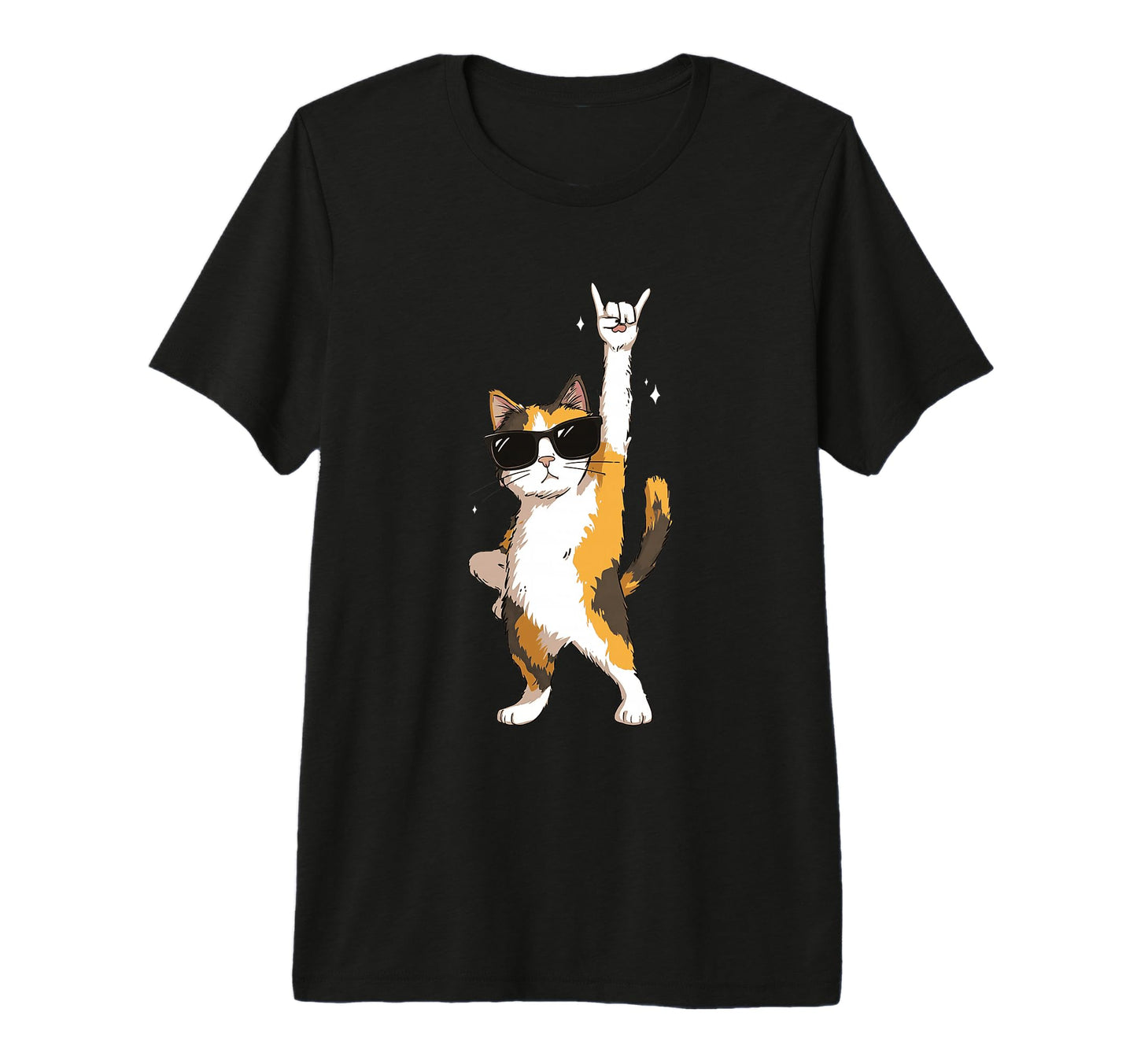 Cat Sunglasses Rock Funny Tri Blend T-Shirt - Custom Art Print Unisex - T-Shirt, Sweatshirt, Hoodie