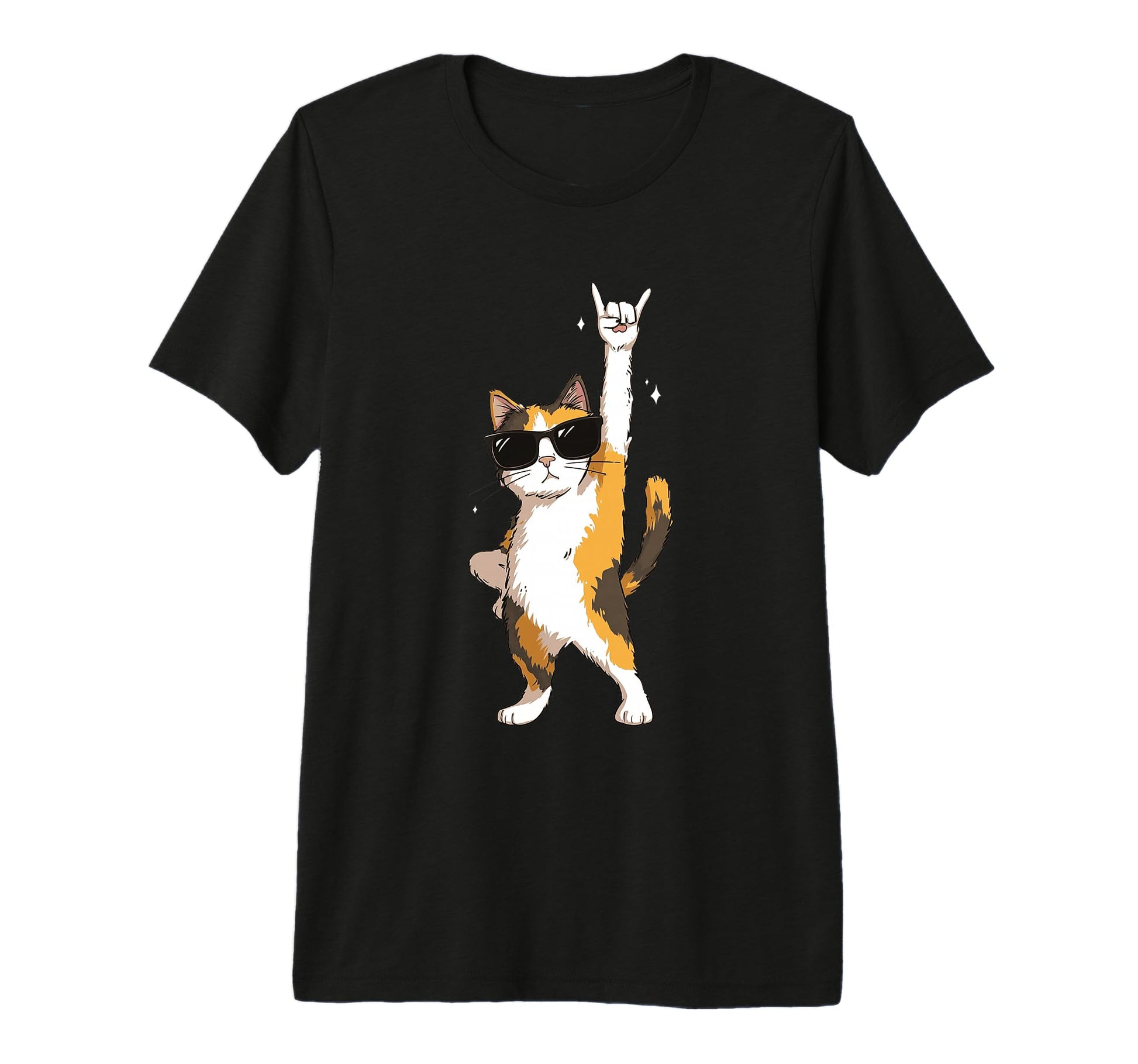 Cat Sunglasses Rock Funny Tri Blend T-Shirt - Custom Art Print Unisex - T-Shirt, Sweatshirt, Hoodie