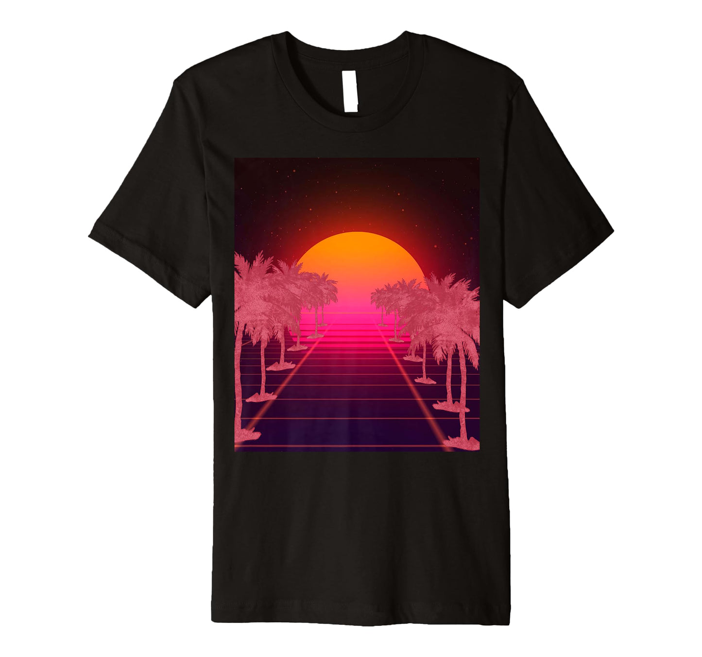 80S Vaporwave Palm Trees Sunset T-Shirt - Unique Graphic Men Women - T-Shirt, Sweatshirt, Hoodie