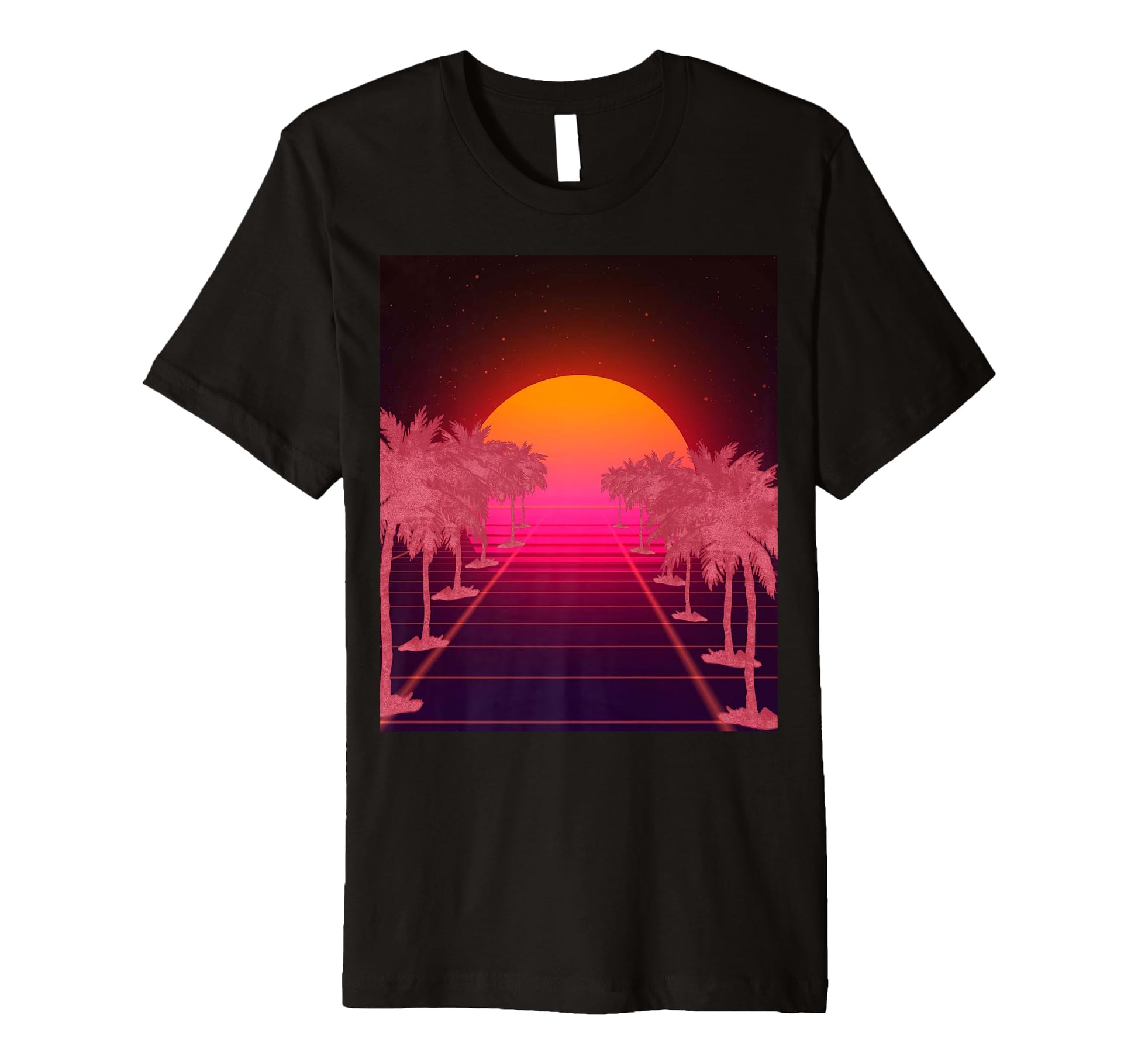 80S Vaporwave Palm Trees Sunset T-Shirt - Unique Graphic Men Women - T-Shirt, Sweatshirt, Hoodie